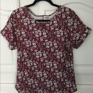 Maroon floral tee